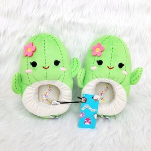Squishmallows Maritza the cactus plush slippers.